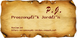 Proszonyák Jordán névjegykártya